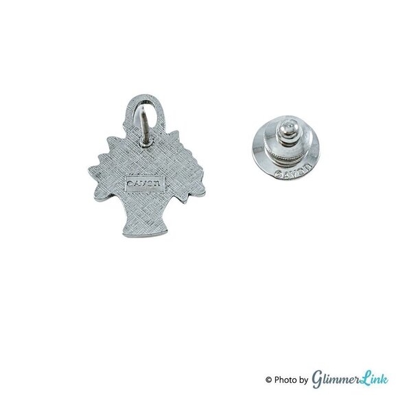 Vintage Avon 1980s Silver Tone Flower Basket Pin - Picture 3 of 5